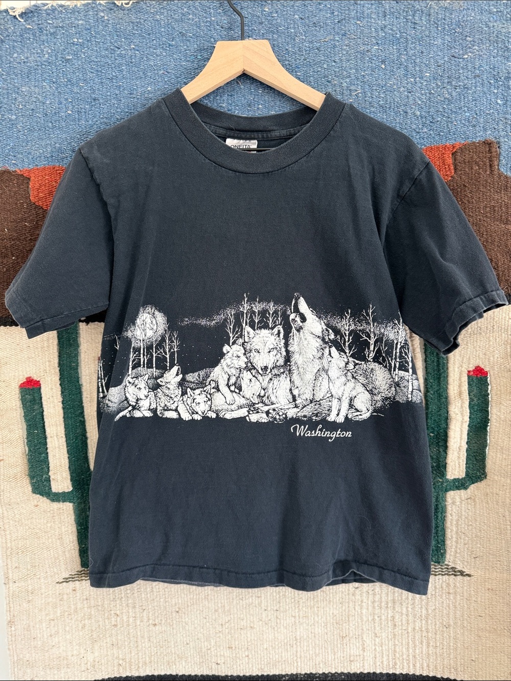 Vintage Wolf Pack Graphic Tee - Black